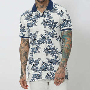 Polo Homme Imprimé Oiseaux Orientaux et Motifs Floraux 2026 – Coupe Ajustée Manches Courtes Style Smart-Casual – Bleu Marine et Blanc – Vêtement d'Été Premium - Product Image 6