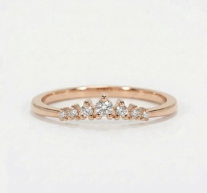 Anillo de Compromiso y Boda VBSR-99 E VS1 0.08CT para Mujer, Anillo de Boda Curvo de Oro Blanco de 14K con Diamante Cultivado en Laboratorio - Product Image 2