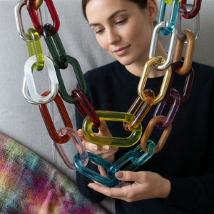 Colorful <b>Resin</b> Chain Link <b>Sculpture</b> Artistic Home Decoration Fashion Wall Hanging Customized Handmade Blue Gradient Crafted - Product Image 1