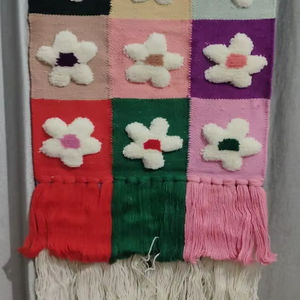 Alfombra de Pared Abstracta Anudada a Mano con Lana a Bajo Precio |   Tapiz de Macramé Tejido a Mano, Decoración Boho Moderna para Colgar en la Pared -24 - Product Image 1