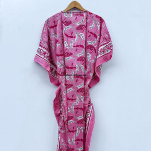 Wholesale Hand Block Printed Cotton Kaftan Block Printed Cotton Beach Kaftan Women Party Dress Wear Night Maxi Dress - Product Image 6