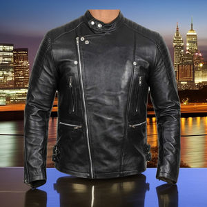 Veste en cuir véritable de concepteur décontracté de qualité supérieure Style classique Esprit Doublure respirante d'hiver Veste en cuir de motard OEM Pak - Product Image 1