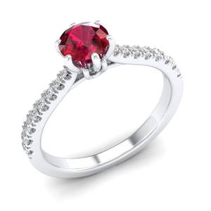 Anillo de Compromiso REYES Hecho a Medida en Oro Sólido de 14K con Diamante Certificado IGI, Corte Redondo, Gema de Rubí de 0.5 Quilates, Joyería Preciosa - Product Image 2