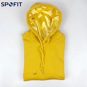 Sweat à capuche d'hiver en coton tricoté doublé satin pour femme, vente en gros, collection 2026, sweats à capuche streetwear doublés satin de soie pour homme, logo personnalisé - Product Image 4