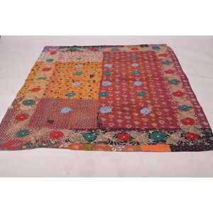 Lavinas Boho Kantha Suzani Embroidered <b>Quilt</b> Handmade Vintage Cotton Floral Eco-Friendly Washable All-Season Bedspread Indian - Product Image 2