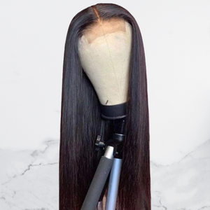<b>Long</b> 150% Density Human Hair <b>Wig</b> Average Size Cap | Natural Black Lace Front Glueless <b>Wig</b> - Product Image 1