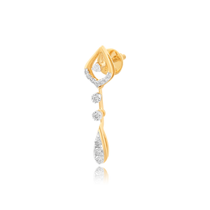 Yellow Gold Lab Grown <b>Diamond</b> Long Teardrop <b>Dangle</b> <b>Earrings</b> - Product Image 2