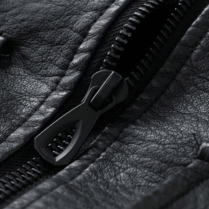Premium Quality Hip Hop Style Black Color Durable <b>Lightweight</b> Easy Wear OEM ODM Genuine Leather Stand Zipper <b>Men's</b> <b>Jackets</b> - Product Image 5