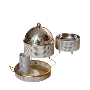 Fine Quality Handmade Arabic Designer Stainless Steel & Wood Double Wall Insulated Serving Hot Pot Casserole Dish Food Warmer - Product Image 3