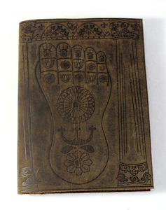 Antique Color Genuine Buffalo <b>Leather</b> Journal 100 <b>Sheets</b> Of Inner Pages Embossed Buddha Foot Natural Hard Bound Glue Binding - Product Image 2