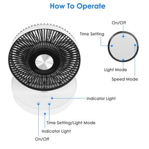 Ventilatore da Tavolo/Parete Pieghevole Ricaricabile a LED con Telecomando Magnetico, 4 Velocità, 2 Livelli di Luminosità, Funzione Oscillante - Product Image 6