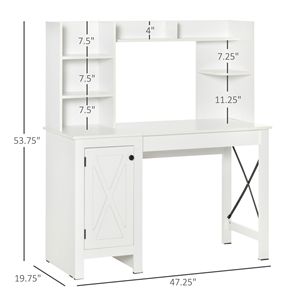 Scrivania Moderna in MDF Bianco con Mobile Superiore per Ufficio Domestico - Postazione di Lavoro Durevole con Ampio Spazio di Archiviazione - Product Image 3