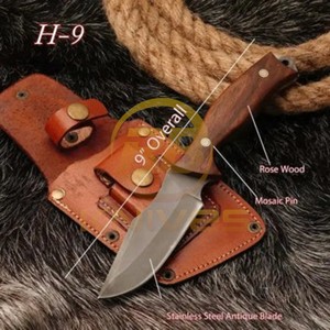 Couteau de chasse et de camping artisanal en acier Damas avec manche en bois de qualité supérieure, lame pleine longueur, survie en extérieur, DIY, OEM - Product Image 4