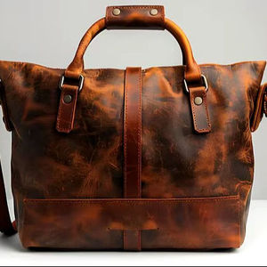Bolso de Mano de Cuero Crazy Horse Vintage, Bolso Tote de Cuero Genuino con Dos Correas para el Hombro, para Viajes y Transporte de Laptop - Product Image 2