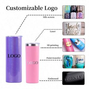 Vaso Personalizado con Logotipo, 20 oz, Sublimable, con Recubrimiento en Polvo, Doble Pared, Acero Inoxidable, Recto y Delgado, con Tapa y Pajita - Product Image 4
