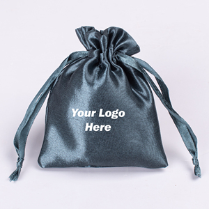 Luxury Packing Custom Logo Drawstring Satin Pouch Bag for Jewelry Storage Rectangular Shape with Elegant Design - Product Image 4
