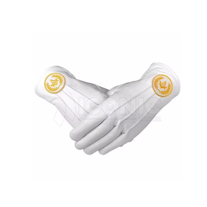 Gants maçonniques OEM en coton biologique blanc, broderie personnalisée, toutes saisons, écologiques, durables et lavables – Vente chaude - Product Image 2