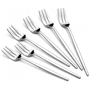 Ensemble de fourchettes à dîner en acier inoxydable, manche texturé moderne, couverts argentés, ensemble de mariage - Product Image 2