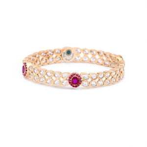 Ruby Floral American Diamond Bezel Set Bangles for Engagement - Product Image 2
