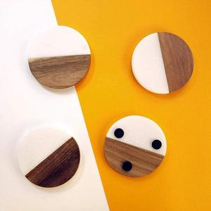 <b>Marble</b> Insulated Coasters Asymmetrical Scandinavian Design Spliced Acacia Wood Coffee <b>Placemats</b> Tea Coasters Engraving - Product Image 2