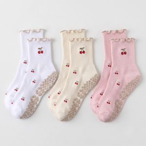 Custom Knitted <b>Grip</b> Non-Slip Yoga <b>Socks</b> Anti-Slip Pilates <b>Socks</b> with Branded Crew Length for Spring Season - Product Image 2