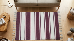 Tapis de cuisine rectangulaire rayé en coton, tissage plat, antidérapant, style moderne avec dos en caoutchouc - Product Image 2