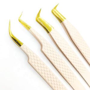 Pinzas de Acero Inoxidable para Extensión de Pestañas, Etiqueta Personalizada, Herramientas de Belleza al por Mayor con Puntas de Volumen y Fibra en Venta - Product Image 4