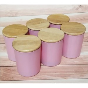 Wholesale Luxury Matte White Glass Candle Jar with Airtight Wooden <b>Lid</b> Custom Ceramic Candle Vessel Empty Candle Making <b>Pot</b> Jar - Product Image 4