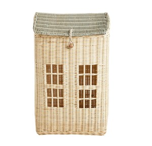 Natural Rattan <b>Storage</b> <b>Basket</b> <b>Rectangle</b> Shape Dust Prevention Eco-Friendly Rustic Style for Laundry <b>Storage</b> - Product Image 3