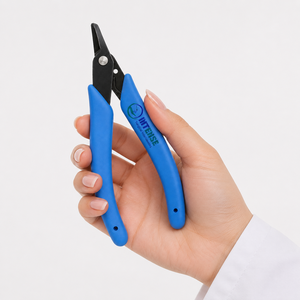 Pince de précision professionnelle à bec courbé, manche bleu, pour la fabrication de bijoux, prise en charge, maintien, pliage, outil manuel, logo personnalisé OEM - Product Image 5