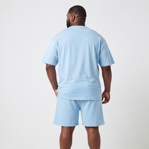 Custom Men's Puff Printing Summer T-Shirt Shorts Set Premium Heavyweight Cotton Oversize Drop Shoulder Loose Two Piece Set Tee - Product Image 2