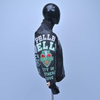 Blouson Bomber en Cuir Noir de Qualité Supérieure pour Homme, Broderie Frontale, Rivets Décoratifs, Écologique, Chauffant, Coupe-Vent, Hiver, Streetwear