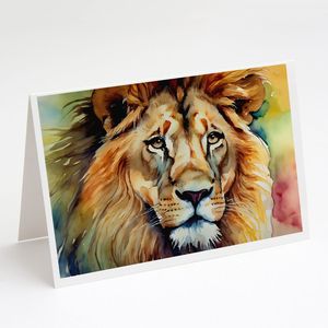 Confezione di 8 biglietti d'auguri con leoni, formato A7 (5x7), biglietti vuoti fantasiosi con buste per tappeti - Product Image 1