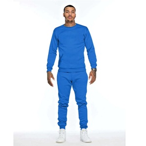 Survêtement en coton blanc pour homme, col rond, manches longues, couleur unie, décontracté, avec poches latérales - Product Image 4