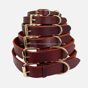Collar de perro de cuero genuino de primera calidad al por mayor, herrajes de aleación ajustables de alta calidad, conjunto de Correa y accesorios para perro mascota - Product Image 5