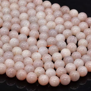 Cuentas de Piedra Lunar Melocotón Claro de la India, Gema Natural Genuina, Medio Hilo de Cuentas Sueltas Redondas, Venta al por Mayor de Joyería a Granel - Product Image 1
