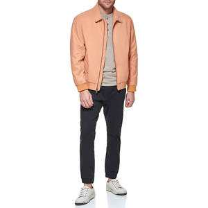 Blouson bomber orange pour homme avec col rabattable, fermeture éclair, style décontracté, coupe-vent, en toile de polyester, pour l'automne - Product Image 6