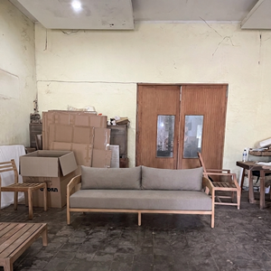 Venta Directa de Fábrica, Sofá de Madera de Teca, Estilo Orgánico Moderno, Sofá de 3 Plazas, Minimalista, para Sala de Estar, Hotel, Proveedor Directo B2B - Product Image 6