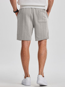 Shorts Bermuda en toile matelassée pour homme, couleur personnalisée, taille mi-haute, couleur unie, décontracté, pour la gym, avec poches, respirant, 100% polyester, logo personnalisé - Product Image 1