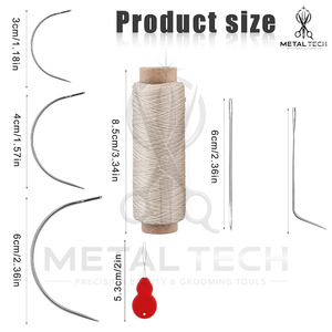 Kit d'outils de pose d'extensions capillaires à prix d'usine, bobines de fil, aiguilles droites courbées en C, enfile-fils, ensemble de fournitures de salon - Product Image 2