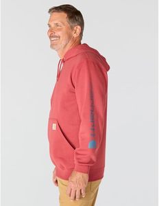 Sweat-shirt en polaire à capuche rouge pour homme, coupe classique, couleur unie, avec poche, logo sur la manche gauche, style décontracté pour l'automne - Product Image 4