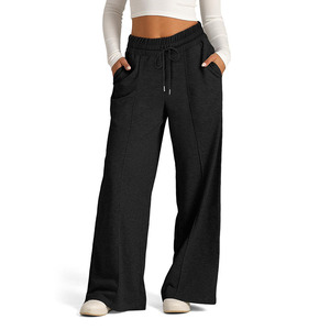 Pantalones deportivos acampanados de pierna ancha para mujer, con cordón, transpirables, de secado rápido, para primavera, corte regular, 100% algodón, para yoga - Product Image 4