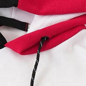 Men's Color Blocking Hooded Sweatshirt Regular Fit Casual Autumn Knitted Polyester Cotton Long Sleeve <b>Red</b> White Black 2027 - Product Image 6