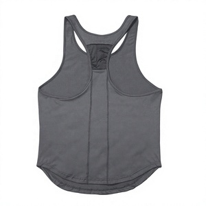 Débardeur de sport noir Alitza pour homme, col rond, couleur unie, respirant, avec ourlet incurvé, idéal pour la musculation et le style décontracté urbain - Product Image 3