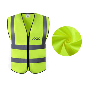 Gilet de sécurité orange haute visibilité avec bandes réfléchissantes, logo personnalisé, vêtements de travail unisexes, matière polyester - Product Image 2