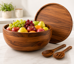 Juego de Tazones de Madera para Servir, Tazón para Mezclar Ensaladas, Cucharas Hechas a Mano, Ecológicas, Plato para Frutas para Fiestas, Diseño Moderno y Minimalista para Cocina - Product Image 2