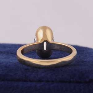 Anillo solitario moderno de diamante ovalado cultivado en laboratorio, hecho a mano, con media engaste en bisel, de oro amarillo de 14k, para mujer, regalo de boda para dama de honor, amuleto. - Product Image 5