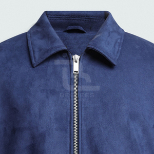 <b>Women's</b> Navy blue <b>Suede</b> Racer <b>Jacket</b> Genuine Leather Turn-down Collar Zipper OEM D2C hot sale discount price bulk order - Product Image 6