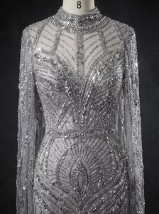 ชุดราตรีผ้าทูลล์สั่งตัดพิเศษ แขนสั้น ปักลูกปัดด้วยมือ ชุดออกงานหรูหรา ชุดสำหรับโอกาสพิเศษระดับไฮเอนด์ - Product Image 2