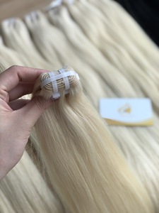 Machine Weft Straight <b>Bleached</b> Hair Extensions Wholesale 100% Vietnamese Virgin Human Hair Double Drawn - Product Image 5